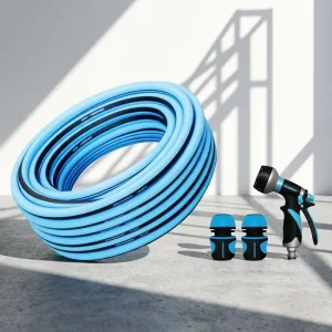 Ready to use 50FT PVC High Pressure Braided Garden Water Hose Kit With Comfort Grips for Instant Gardening Work