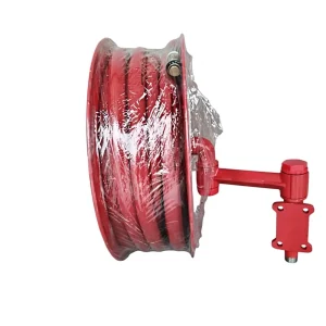 Red Manual Swing Arm Fire Hose Reel 1 Inch 30M Wall Mounted Fire Fighting Equipment