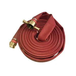 Red PVC TPU Rubber Lay Flat Fire Hose with Coupling connector for Firefighting Equipment Accessories