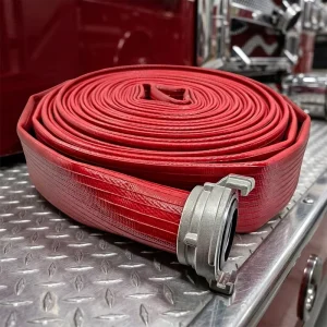 Red Single Jacket Fire Hose With Yellow Protective Sleeve Storz Coupling 25m for Fire Brigade