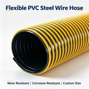Reinforced Spiral Structure Lined Black PVC Corrugated Hose Flexible Wear-resistant Industrial Suction Discharge Hose