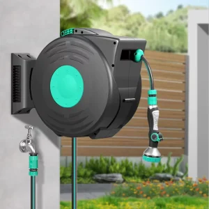 Retractable Automatic Hose Reel Pipe Water Reel Hose 100 Ft High Pressure Washer Retractable Garden Water Hose Reel