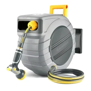 Retractable Garden Hose Reel 1/2 in X 100 ft Upgraded UV Resistant Heavy Duty Automatic Hose Reel Wall Mount