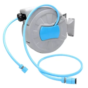 Retractable Plastic PVC Garden Hose Reel 1/2 Inch 75ft Super Heavy Duty Food Grade Lock Slow Return System Wall Mounted