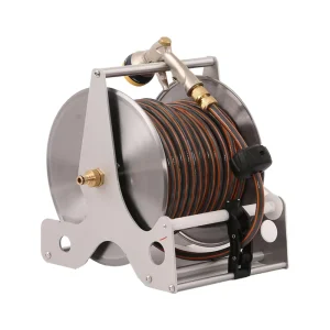 Retractable Stainless Steel Garden Hose Reel Cart High Pressure Swivel Iron Spray Gun Wall Mountable Anti Corrosion