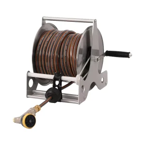 Retractable Stainless Steel Garden Hose Reel with 3-Layer PVC Multi-Function Wall-Mountable Portable High Pressure Storage Rack