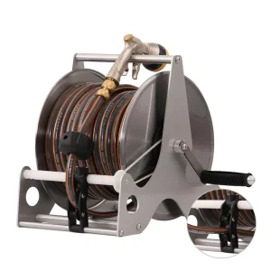 Retractable Stainless Steel Metal Garden Hose Reel Cart High Pressure Wall Mounted Portable Rewindable 1/2 Hose