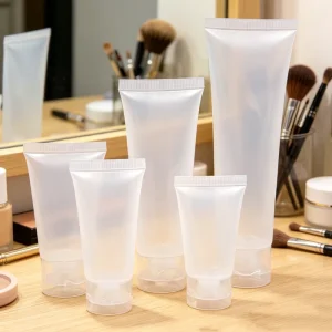 Reusable Semi Transparent Frosted Plastic Hose Container with Flip Cover Shampoo and Facial Cleanser Squeeze Type Plastic Bottle