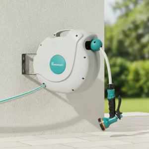 Rewindable PVC 10m Garden Hose Reel Wall Mount Automatic Retractable Hose Water Carwash Equipment