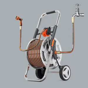 Rotatable Handle Efficient Watering Car Washing 2 Wheels Aluminum Alloy 40M Easy glide Freestanding Garden Hose