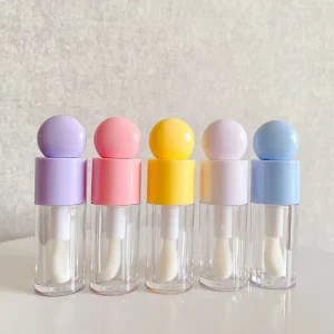 Round 4ml Multricolors Liquid Blush Container Mini Plastic Custom Logo Lip Gloss Tubes With Boxes