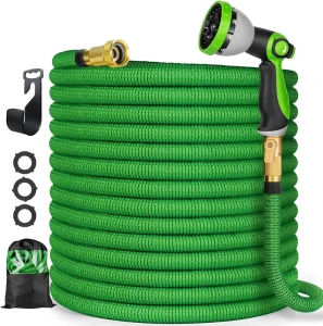 Rubber Expandable Garden Hose 3 Times Expand Flexible Lightweight ANSI Standard 3 4” Diameter Customizable Garden