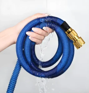 Rubber Flexible Expandable Retractable 3/4 Blue Garden Hose Car Wash Anti UV High Pressure 3x Length