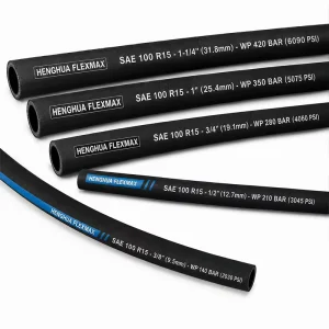 SAE 100 R15 Flexible Hydraulic Hose 3/4″ 1″ 1-1/2 Inch Six Steel Wire Spiral High Pressure 420 Bar Petroleum Drain Pipe