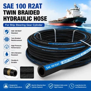 SAE 100 R2AT Twin Braided Hydraulic Hose for Ship Steering Gear Cylinder
