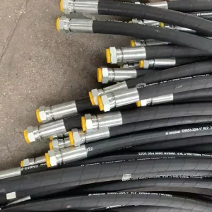 SAE 100R2 High Pressure Hydraulic Hose Assembly with JIC Fittings 3/8 Inch Steel Wire Braided Rubber Fluid Pipe line 4000 PSI