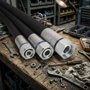 SAE 1SN 2SN High Pressure Hydraulic Rubber Hose Assembly Steel Braided Reinforced Industrial Excavator Construction