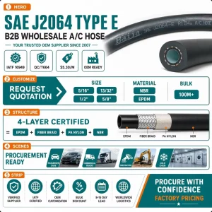 SAE J2064 Type C R134a EPDM Rubber Air Conditioning Hose for Car Truck