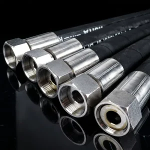 SS304 Wire Braided Synthetic Rubber Hydraulic Hose Assembly Hex End 4930 PSI 3/4 Inch for Mining Construction Industrial Oil Use