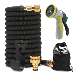 SUNSHINE 50ft Expandable Water Hose Flexible Plastic Garden Hose Nozzle with 50ft Length
