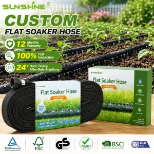 SUNSHINE Garden Linkable Flat Soaker Hose Drip Irrigation Hose DIY Irrigation System ECO Degradable PVC Drip Hose Custom Length