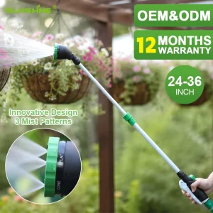 SUNSHINE Telescoping Garden Hose Wand 24 36 Inch 6 Pattern 90° Adjustable Spray Head Extendable Water Wand For Garden Use