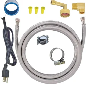 SUS304 Stainless Steel Dishwasher Installation Hose Kit Durable Burst Resistant Water Supply Connector