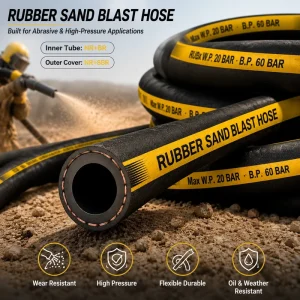 Sandblast Hose 20 Bar Anti Static Textile Braided Flexible Rubber Pipe For Surface Preparation
