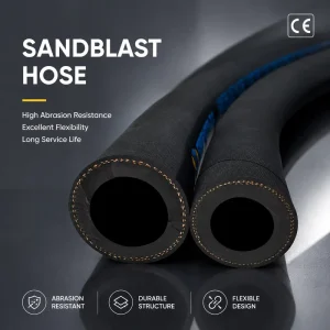 Sandblasting Hose Abrasion Resistant Rubber Sand Blast Hose 3/4″ ID 150 PSI High Pressure Industrial Blast Pot Air Hose