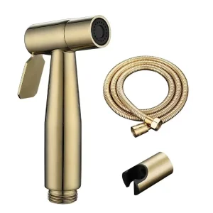 Saving Chrome Finish Gold Single Shower Head Stainless Steel Bathroom Faucet 1.5m Hose Holder Set Colour Box Packaging
