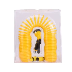 Self Retracting Coil Garden Hose Set Tangle Free Spiral Flexible Water Hose Multi Pattern Spray Nozzle Quick Connect Fittings