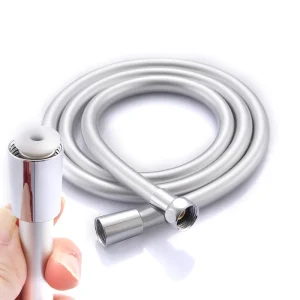 Silver Durable PVC Shower Hose Anti Twist Handheld Shower Head 90 Inch Extra Long Bathroom Replacement