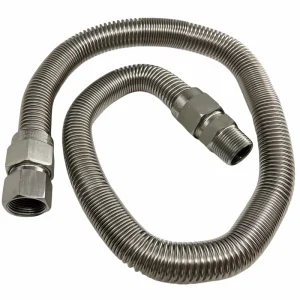 Silver Silencer Corrugated Tube 3/4ID/1″OD Gas Regulator Hose with Internal Nuts on Both Ends Hexagon Head