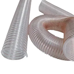 Soft Plastic Pipe Steel Wire Spiral Round Transparent Corrugated 100mm Flexible Duct Compression Air Polyurethane Heating Hose