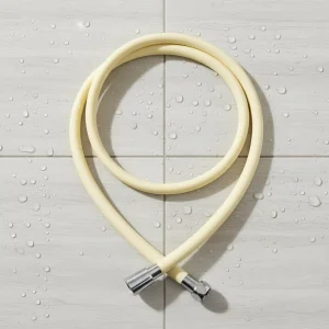 Soft Touch Silicone Shower Hose in Light Beige with Anti Twist Design and Durable Connector for Home Bathroom Use