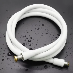 Soft White Silicone Shower Hose Anti Twist with Durable Stainless Steel Fittings for Home and Hotel Bathroom Use