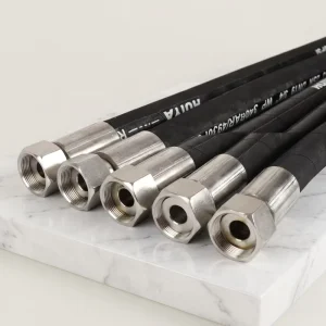 Stainless Steel Braid Synthetic Rubber Hydraulic Hose Assembly Hex Fitting 340 Bar 1 4 to 3 4 Inch for Industrial Fluid Power