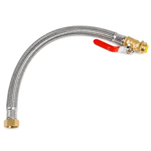 Stainless Steel Braided Flexible Water Heater Connector Hose with 1/2 Inch Push to Connect and 3/4 Inch FIP Ball Valve