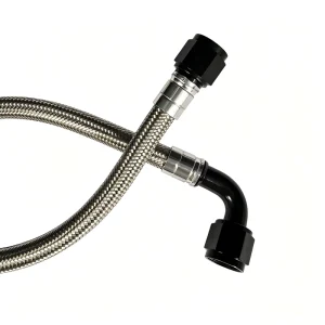 Stainless Steel Braided Rubber Fuel Hose Assembly with Straight 90 Degree Crimped Fitting for Racing Oil Cooler Line E85