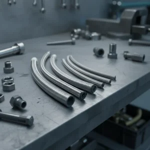 Stainless Steel Braided Steel Wire PTFE Flexible Convoluted High Pressure Industrial Fuel Hose E85 AN8 Durable Cutting