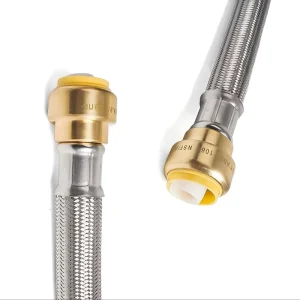 Stainless Steel Braided Water Heater Connector Hose with Brass Push Fit Fittings for Water Supply