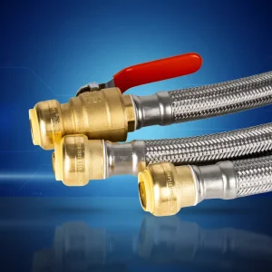 Stainless Steel Braided Water Hose with Push to Connect Fitting and Ball Valve Flexible Supply Line for Water Heater