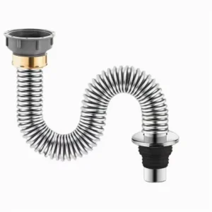 Stainless Steel Corrugated Drain Pipe Set Flexible Odor Proof NPT BSP Connectivity Waste Water Hose for Kitchen