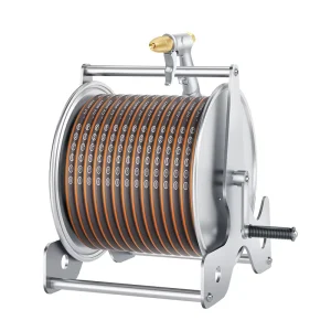 Stainless Steel Metal Retractable Garden Hose Reel Cart with Different Length Customization Wall Mountable