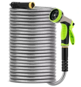 Stainless Steel PVC 25ft Garden Hose 3 4 Inch Fitting High Pressure 500 PSI Durable Anti Corrosion Flexible Kink Tangle Free