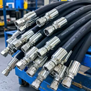 Steel Wire Braid SAE 100R2 Hydraulic Hose Assembly with Metric Thread Fittings 1 2 Inch High Pressure Rubber Pipe 3500 PSI