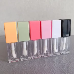 Stock 100pcs 6ml Green Orange Black White Pink Square Big Wand Lip Gloss Conceal Tube Custom Logo Lip Oil Tubes With Brush