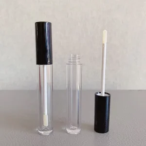 Stock 100pcs Black Round Lipgloss Packaging Tubes Pre Filled 5ml Empty Lip Gloss Tubes With Wands