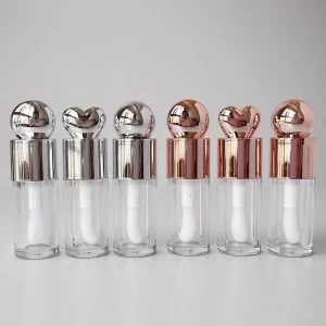 Stock Metallic Silver Rose Gold Cap 3.5ML Round Lip Gloss Bottle Big Brush Empty Cosmetic Lip Glaze Tube Container