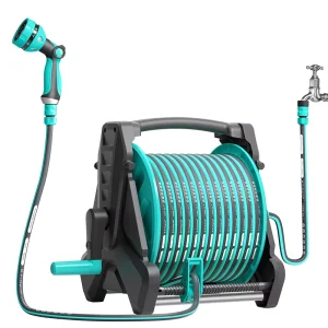 Sunproof Corrosion proof Wall Mounted Retractable Garden Hose Reel Durable PVC Material